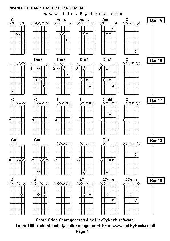 Chord Grids Chart of chord melody fingerstyle guitar song-Words-F R David-BASIC ARRANGEMENT,generated by LickByNeck software.